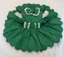 VTG 50s 60s Handmade Baby Circle Dress Sz 12 Mos - Green White Frilly Lace Twirl