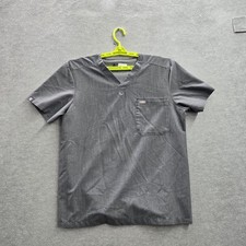 FIGS Women Scrub Top M Gray PO 1494 Short Sleeve