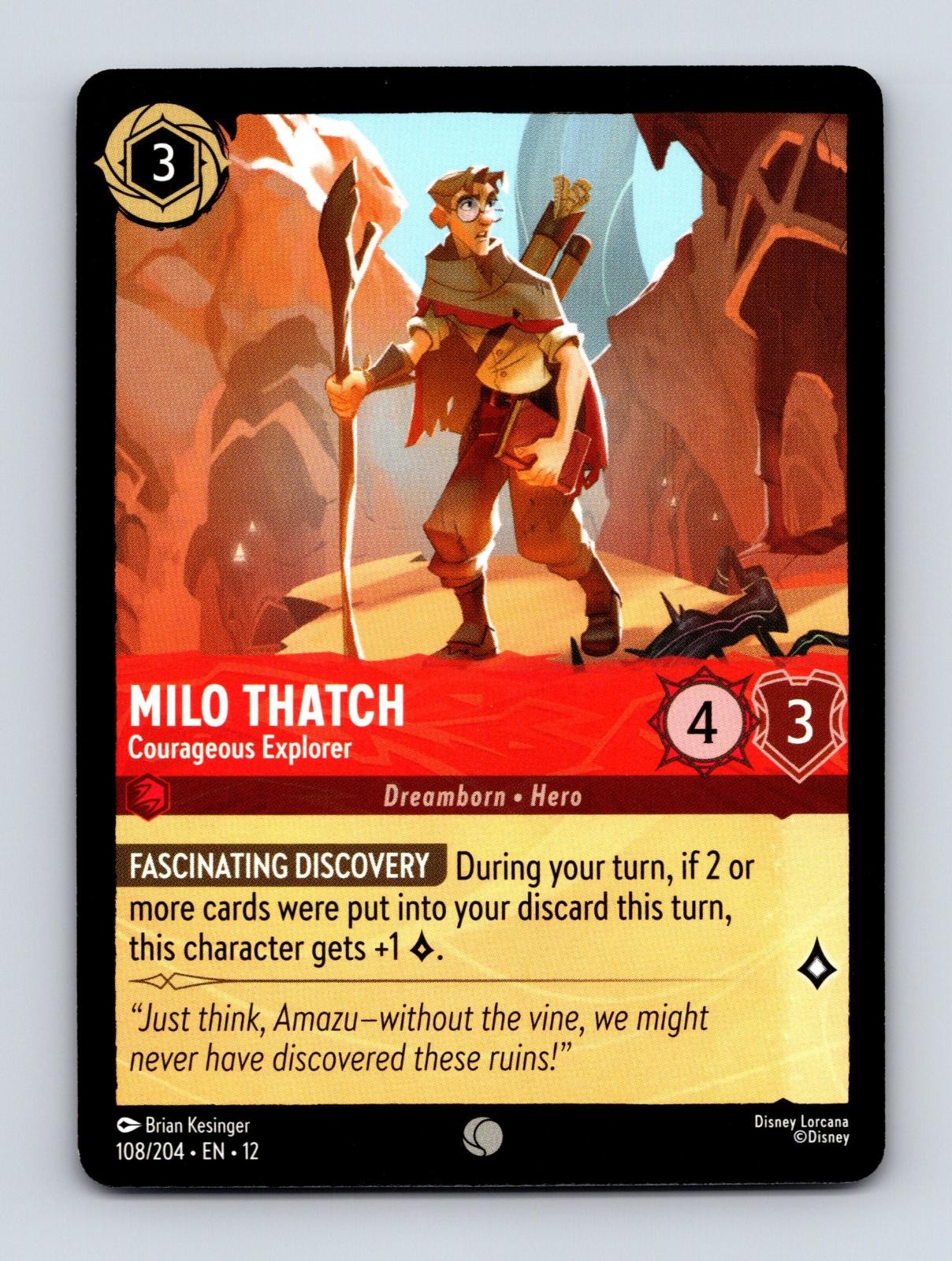 MILO THATCH - COURAGEOUS EXPLORER 108/204 COMMON WILDS UNKNOWN LORCANA NM