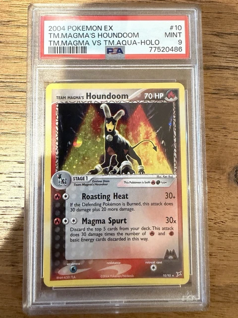 2004 POKEMON EX TEAM MAGMA VS TEAM AQUA #10 TEAM MAGMA'S HOUNDOOM-HOLO PSA 9