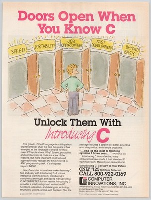 Introducing C Computer Innovations Learning Speed 1986 Vintage Print Ad