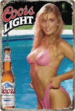 Vintage Retro Girl Light Beer Tin Metal Signs Home D cor 8x12 Man Cave Garage Ki