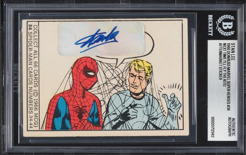 ROOKIE Spider-Man 1966 Donruss Marvel Super Heroes Spider-Man #34 STAN LEE AUTO
