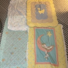 Lot Of Vintage Baby Crib Bedding Sheets Blankets Quilts Fabric For Use Or Crafts