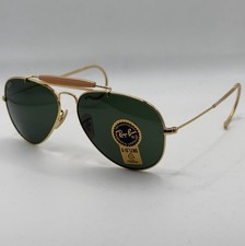 Ray-Ban Outdoorsman RB3030 Pilot Sunglasses Gold Metal Frame Green Lens
