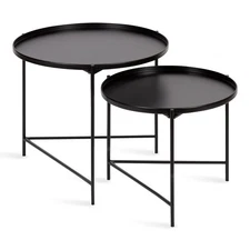 Kate and Laurel Ulani Modern Nesting  Sophisticated Coffee Table,Set of 2,Black