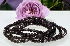 Wholesale 6 Pcs Natural Silver Sheen Obsidian 4mm Faceted Stretch Bracelet