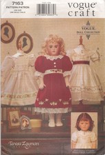 Vogue Schnittmuster 7163 Erbstück Kleider für 18" Puppe verzierte Kleidung