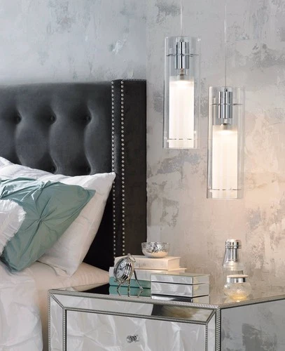 ET2 5 1/2" Wide Clear Cylinder and Frosted Glass Modern Pendant Light - Picture 7 of 7