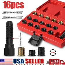 16pc Spark Plug Thread Repair Rethreading Tool Kit M16 Threaded Coil Insert