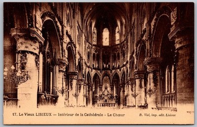 Postcard Lisieux France Cathedral Interior Gothic Le Vieux 1910s View