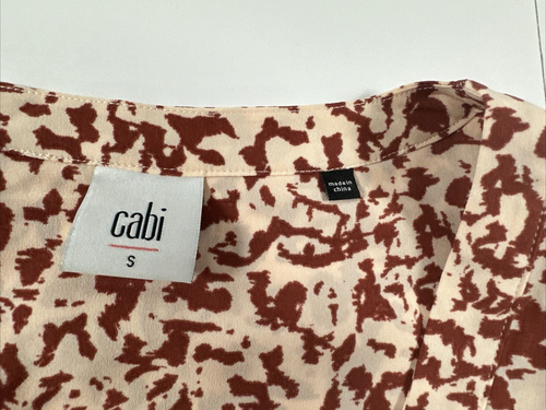 Cabi Women's Size Small Animal Print Sienna Red Ruffle Trim 3/4 Sleeve Dress - Picture 7 of 7