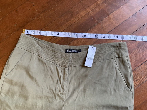 NY&CO Wide Leg Cropped Pants 10 NEW 7th Ave Design Studio Olive Green Vacation - Picture 12 of 14