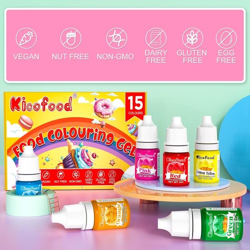 Food Colouring Gel - 15 Colours Food Dye, Edible Paint Perfect for Buttercream, - Picture 4 of 9