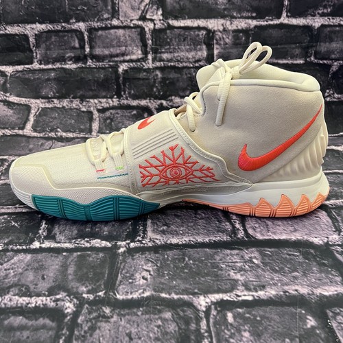 NIKE Kyrie 6 N7 Light Cream Sail Orange Green Mens 18 NEW CW1785-200 NEW - Picture 6 of 9