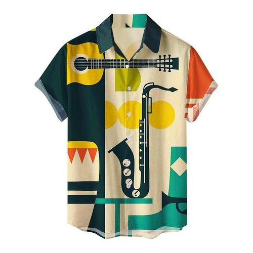 Schwarzes Katzenmuster Blusen Herrenmode Sommer Shirts Erwachsene Hawaii Strand Knopf - Bild 13 von 16