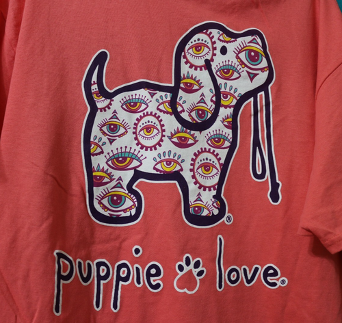 Puppie Love Eyes Puppy T-Shirt NWT pink/salmon 2 available - Picture 3 of 8