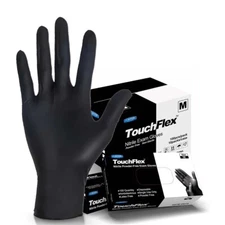 1,000 Pcs Black TouchFlex Nitrile Exam Gloves - Latex/Powder Free