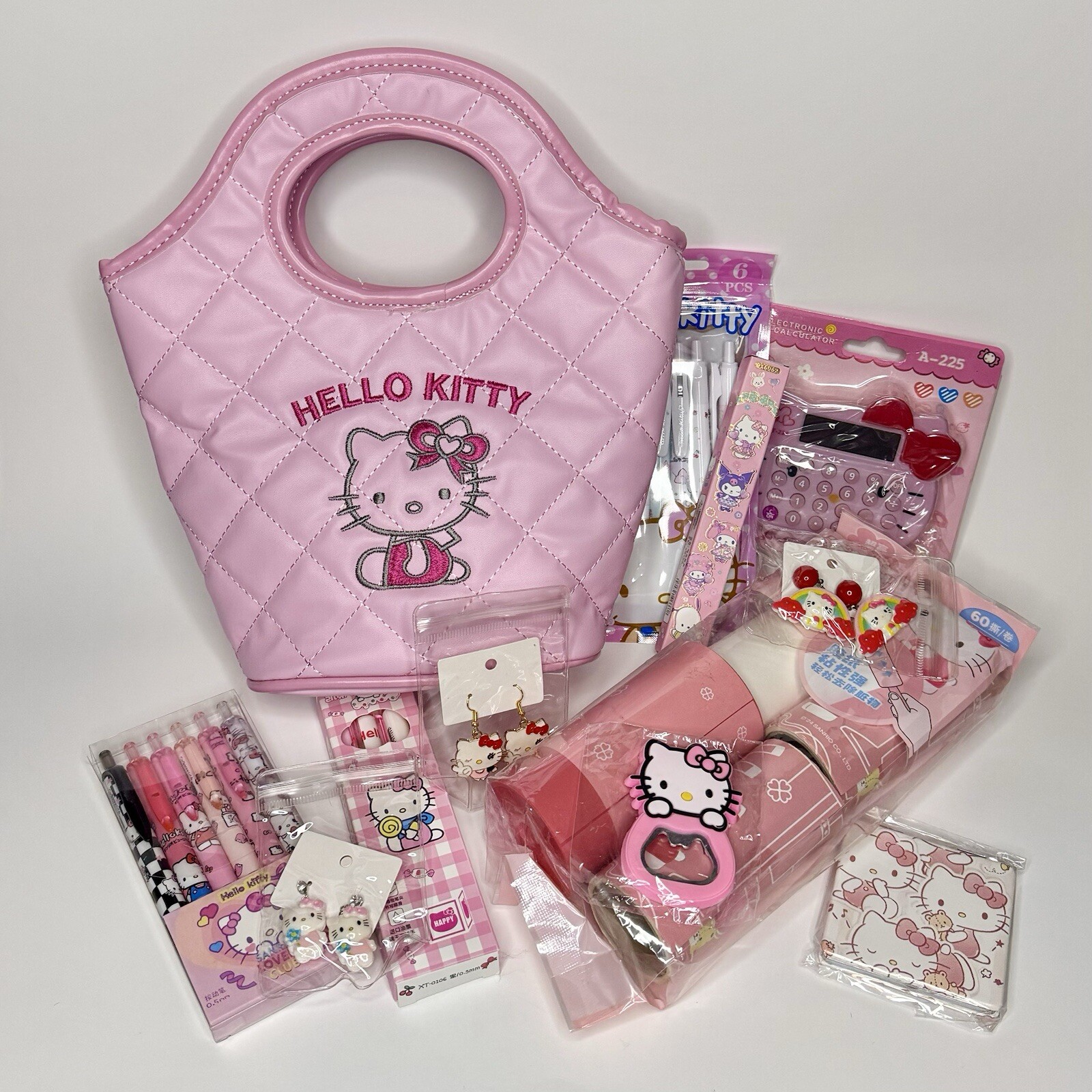 Hello Kitty Sanrio Cute Bucket Bag Bundle with Strap