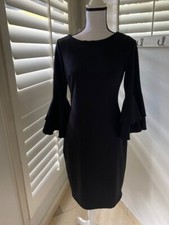 Calvin Klein black dress size 6 bell sleeves sheat dress