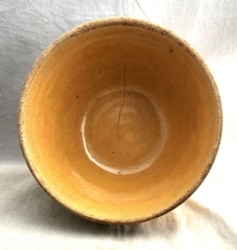 Antique Yellow Ware Size 8 Stoneware Crock Blue Bands 8" MIXING BOWL - Picture 3 of 5