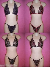 Fantasy Lingerie Black Bralette & G-String Bra Sets: One Size