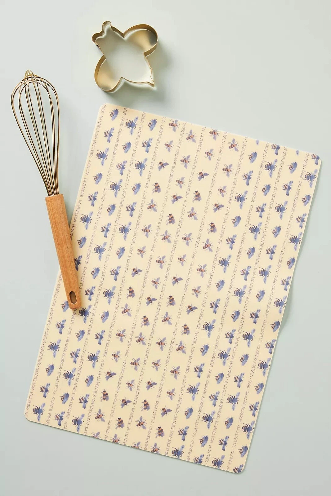 Anthropologie Baking Gift Set Bundle Whisk Baking Mat and Cookie Cutter Busy Bee