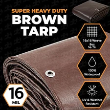 Heavy Duty 16Mil Poly Tarp Waterproof Tarpaulin Canopy Tent Boat Car Cover