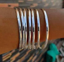 Set Of 7 Bangle Solid 925 Sterling Silver Handmade Women Popular Bangle, M707