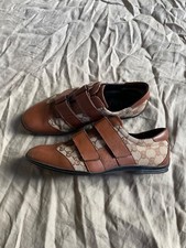 Gucci Para Hombre Monograma Correas Planas Marrón Tenis Zapatos Talla 41.5 E EE. UU. 8