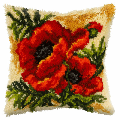 Orchidea Latch Hook Kit: Cushion: Large: Poppy