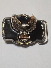 Vtg Belt Buckle Metal Eagle 1984 Lacqured Live Ride Made In USA Motorcycle 10811