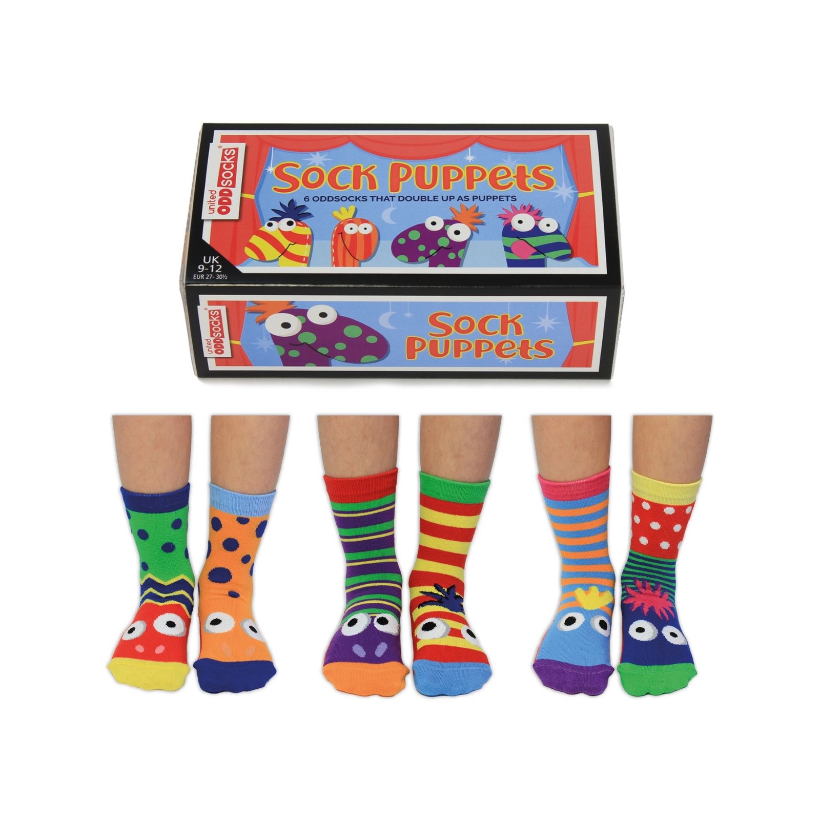 Socks For Kids Sock Puppets Mismatch 6 Odd Childrens US 9.5-13 United Oddsocks