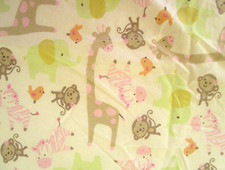 CARTER'S JUNGLE FITTED COTTON CRIB SHEET - GIRAFFES, MONKEYS, ELEPHANTS, ZEBRAS