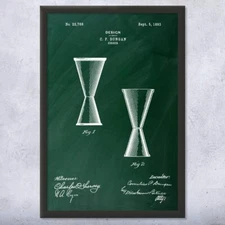 Jigger Cup Patent Wall Art: Bar Wall Art, Man Cave Decor, Bartender Gifts