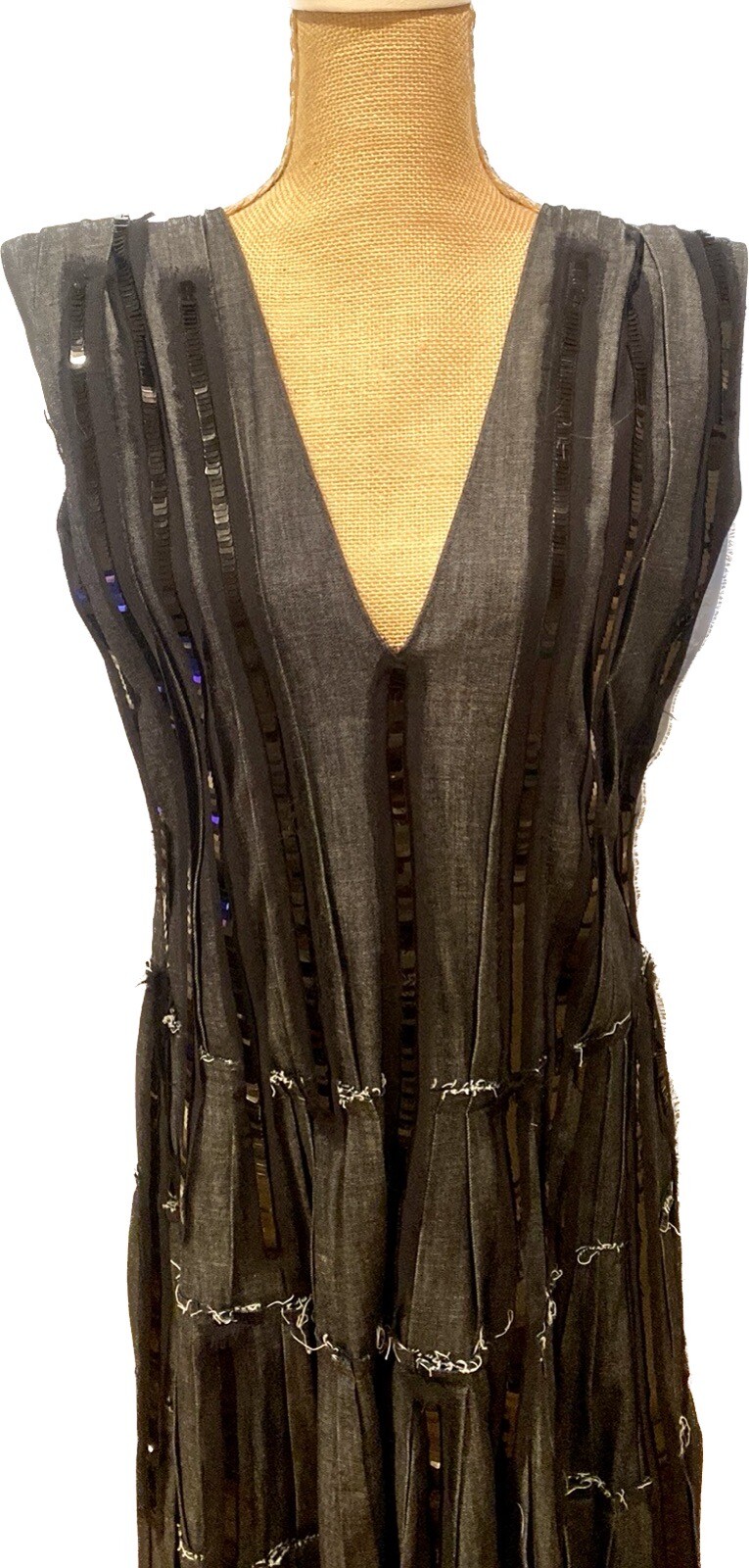 BOTTEGA VENETA ABSOLUTELY FABULOUS DENIM DRESS WITH UNIQUE SEQUINS DESIGN, S