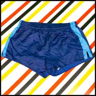 Vintage ERIMA Fußball/Sport seidige SHORTS blau UK Größe Large 425 P