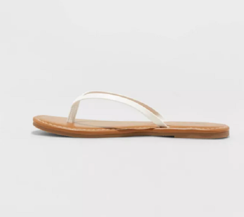 NEW Shade u0026 Shore Ava Skinny Strap Flip Flop Sandals White Size 10 | eBay