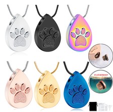 Urn Necklace for Ashes with Paw Prints Heart Ashes Cremation Jewelry for Dog Cat