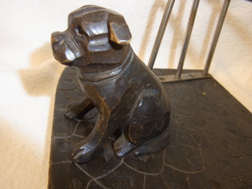 Letter Holder Dog Thuringia Hand Carved Wood Antique German #QA - Picture 4 of 7