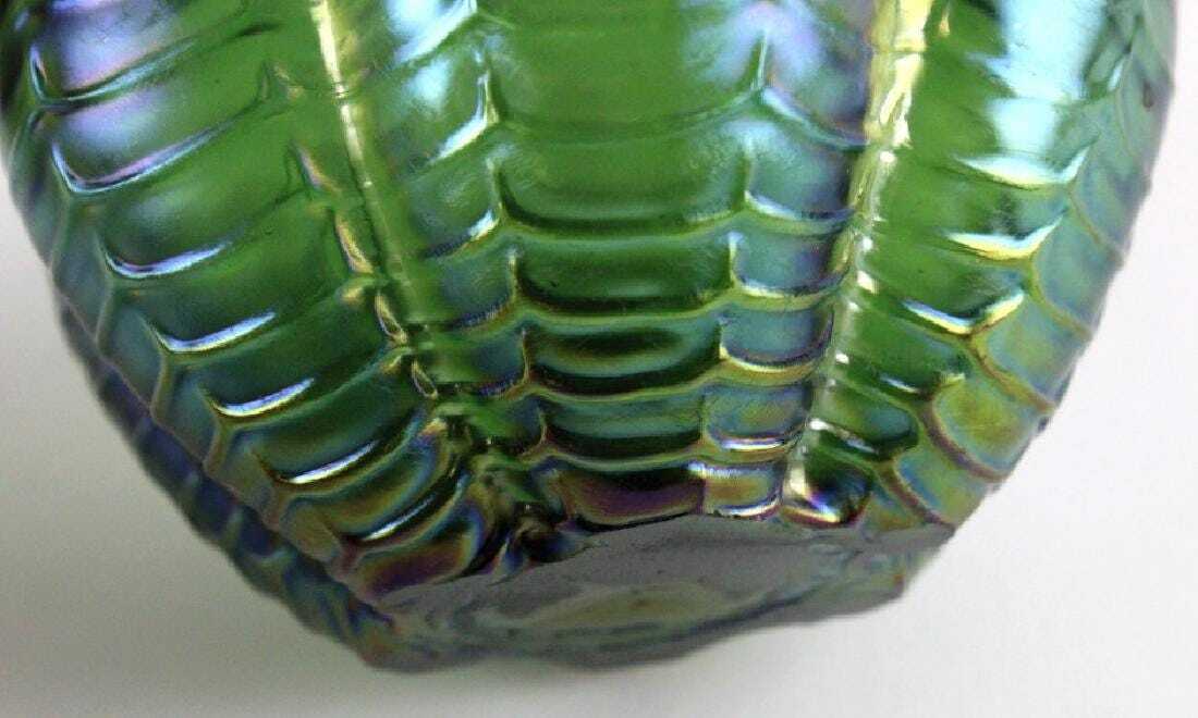 Antique Kralik/Welz Iridescent Green Draped/Festooned Art Glass Vase eBay