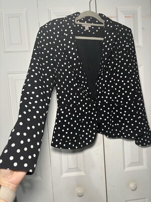 DB Established 1962 Black White Polka Dot Textured Blazer SZ M