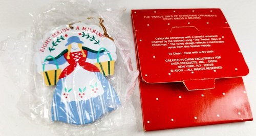 Adorno de metal vintage Avon Doce 12 días de Navidad *Ocho criadas un ordeño * - Imagen 2 de 4