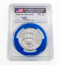 Statue De La Liberté P$100 Platine 2022 Série D'Engraveur FDOI PCGS MS70