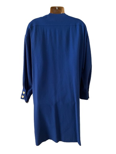 Vestido midi vintage de lana azul cobalto I. Magnin años 80 grandes botones dorados talla 14 - Imagen 3 de 14
