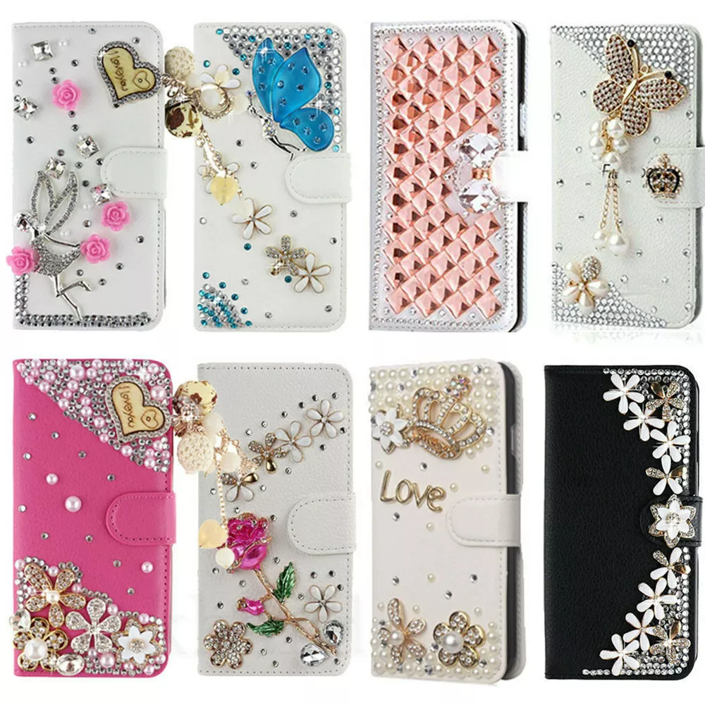 For iPhone 15 Pro Max 14 13 12 11 Luxury Bling Crystal Flip