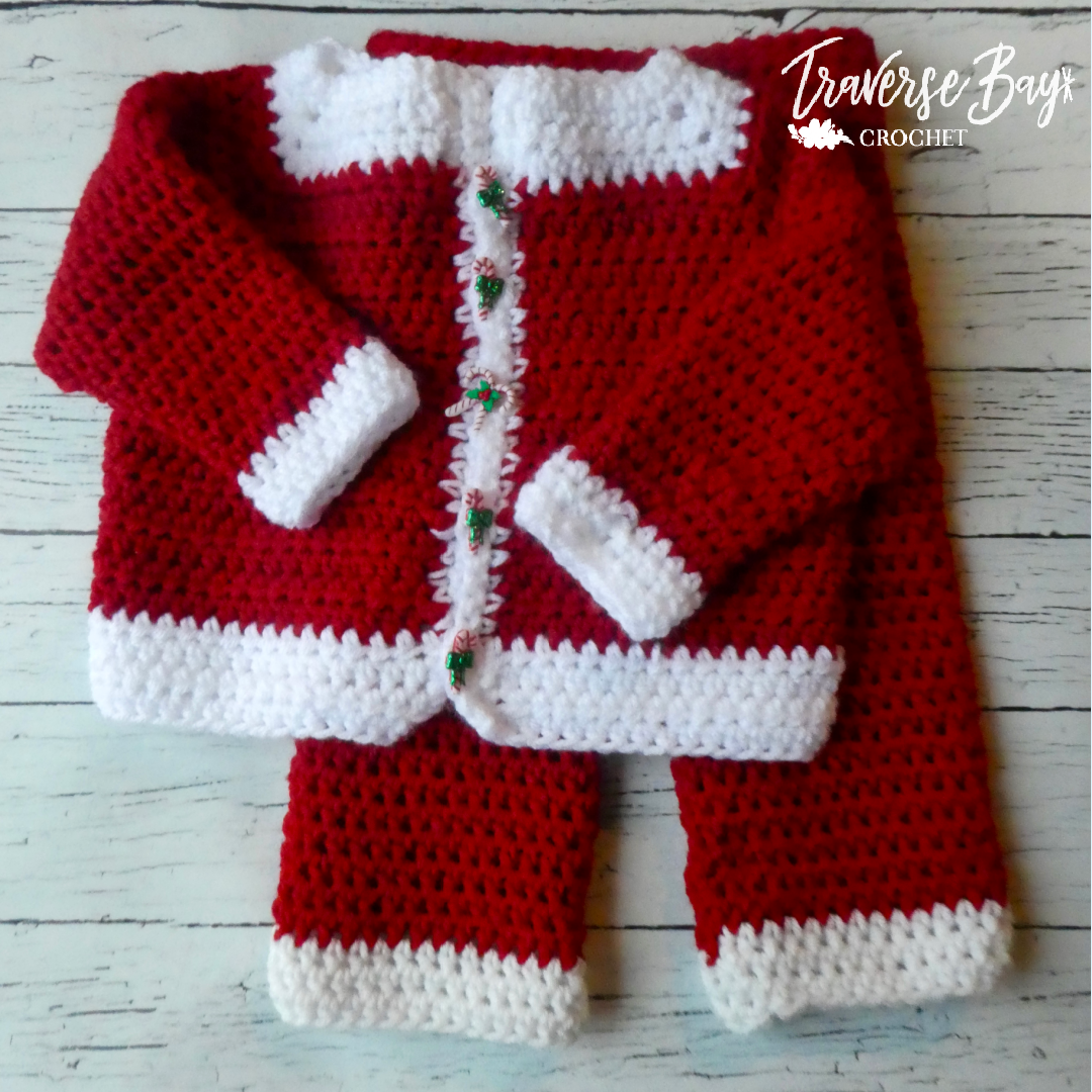 Crochet baby Santa outfit cardigan pant set PATTERN ONLY newborn