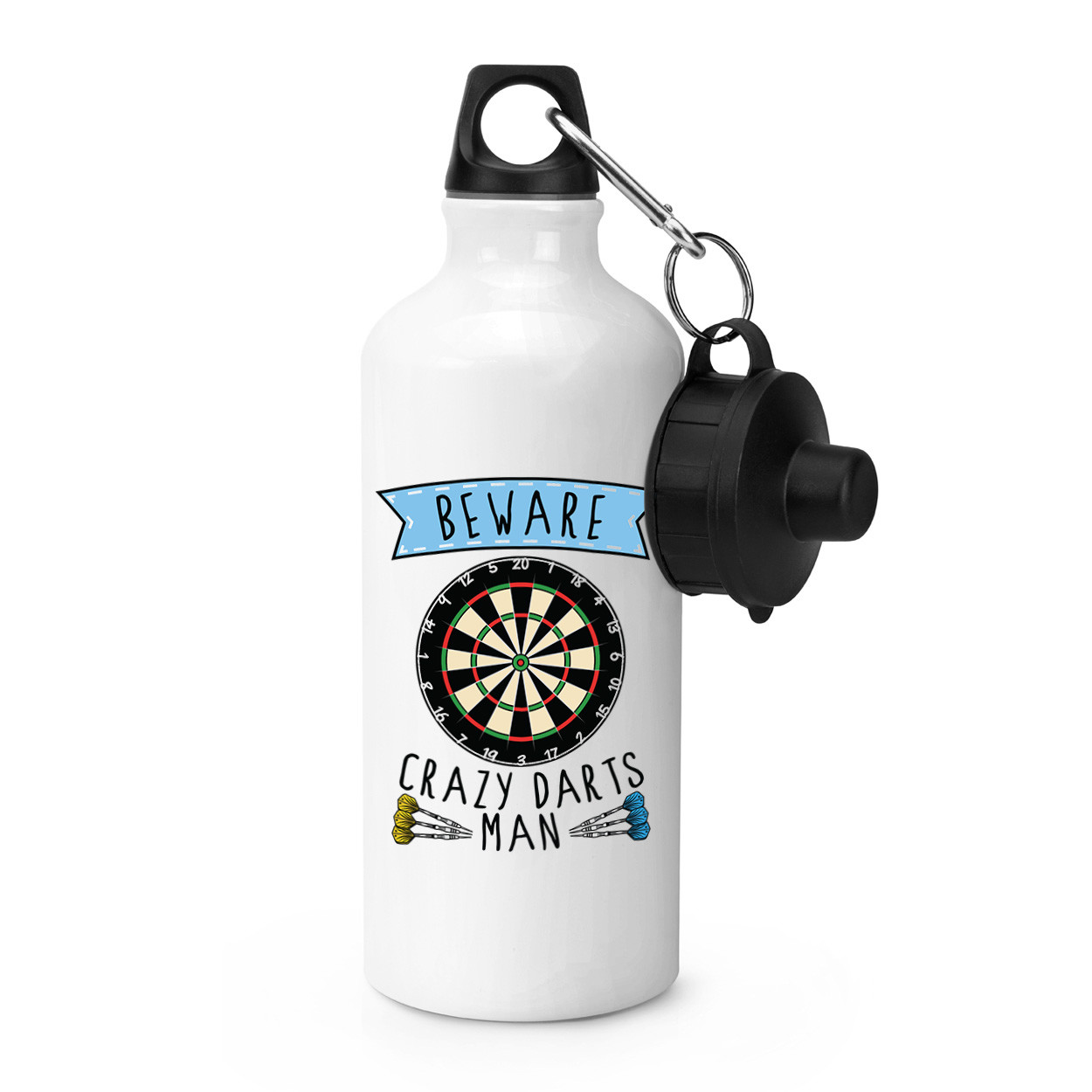Beware Crazy Darts Man Sports Drinks Bottle Camping - Funny Fathers Day Dad