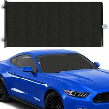 Car Retractable Window Car Front Windshield Sun Shade Cover Visor Rear Black