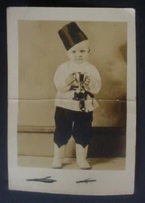 Vintage Photo Baby Boy holding trophy